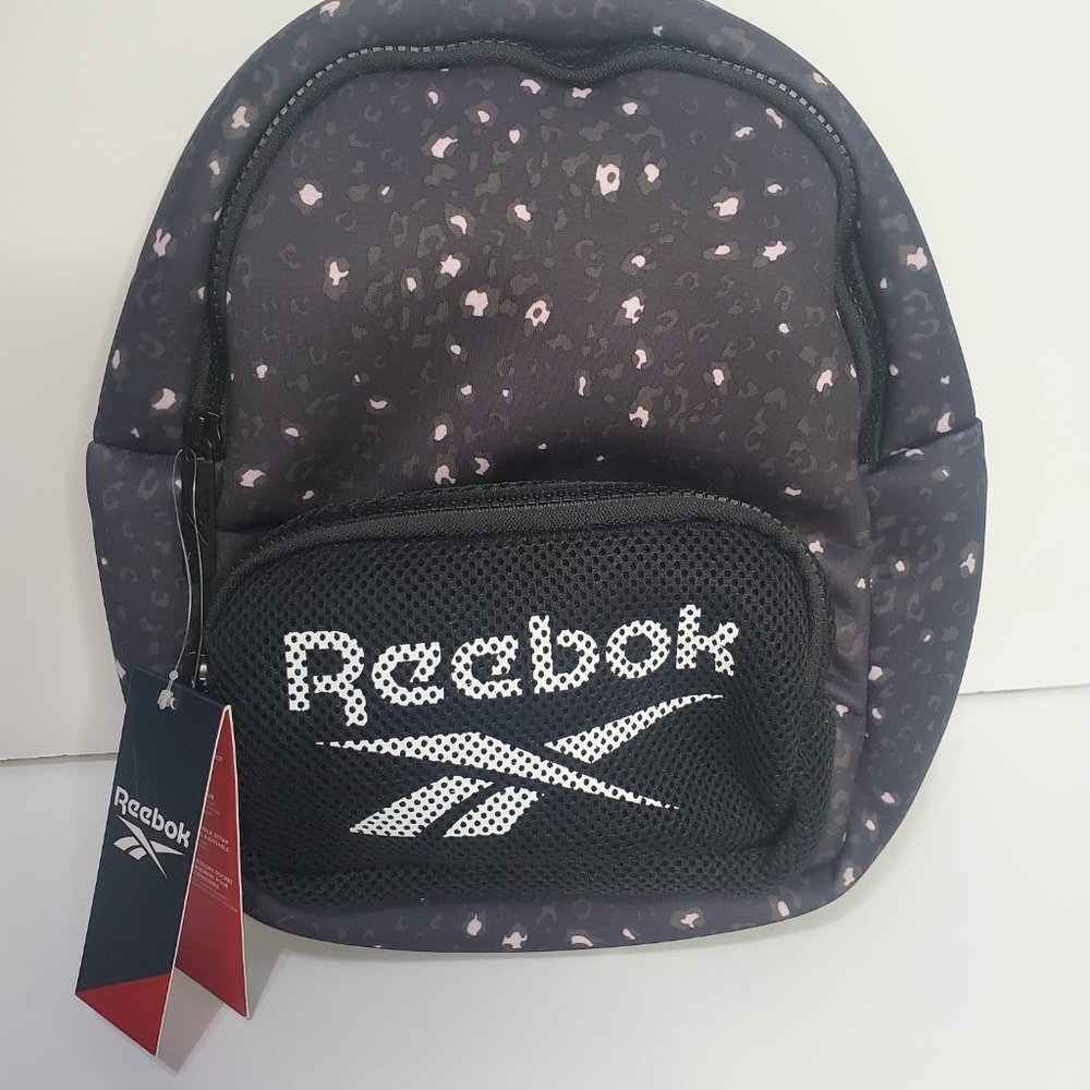 NWT Reebok Black Leopard Elena Mini Backpack 11”x 8.75”x 4”